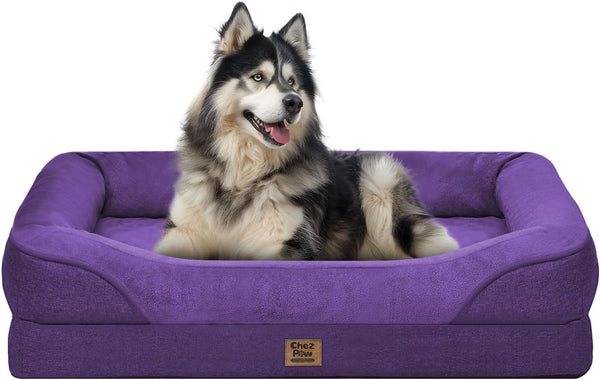Chez Paw Waterproof Orthopedic XL Dog Bed for Large and Extra Large Dogs | Egg Crate Foam, 4-Sided Bolster Support, Waterproof Liner, Non-Slip Bottom, Machine Washable Cover, 42 X 30 Inch32