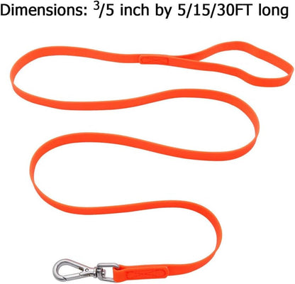 Waterproof Dog Training Leash 50FT 30FT 15FT 10FT 5FT Heavy Duty Recall Long Lead for Large Medium Small Dogs (30FT, Orange)6