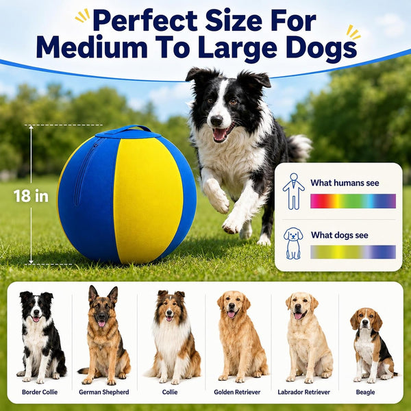 18 Inch Bite Resistant Herding Ball for Dogs, Aussies and Labs | 1000D Nylon Cover, Industrial-Grade Spiral Rubber Bladder, Anti-Burst Build, Lightweight, Easy to Clean, Elastic Bounce8
