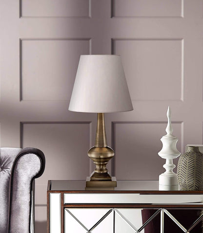 Larson 19" Small Table Lamps Set of 2 Gold Touch Antique Brass Modern | Traditional Metal Bedroom Living Room House Bedside Nightstand Office Family Home White Bell Shade9