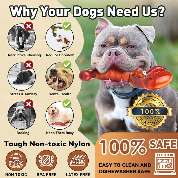 BIKIISEN Squeaky Dog Toys for Aggressive Chewers for Large Dogs, Interactive Chew Toys to Keep Them Busy, Indestructible Toys, Tough Toys for Medium Large Dogs (Red)3