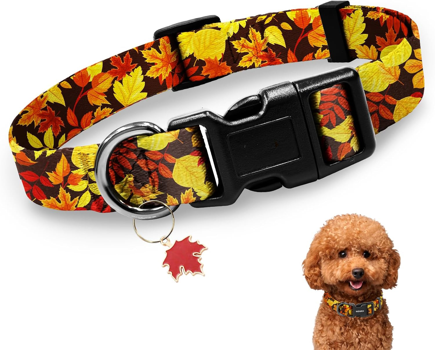 kazazoo-dog-collar-cute-and-soft-nylon-puppy-collar-girl-dogs-adjustable-purple-dog-collars-for-medium-dogs-purple-flowers-m