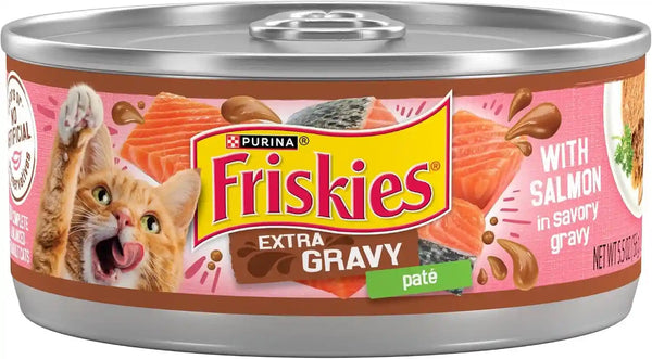 Purina Friskies Wet Cat Food Extra Gravy Pate with Salmon in Savory Gravy - (Pack of 24) 5.5 Oz. Cans1