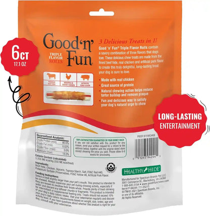 Good 'N' Fun Rolls Long-Lasting Dog Treat, for Large Dogs, with Real Proteins, Beef Hide and Premium Chicken, Supports Dental Health, Mental Stimulation, 6 Count7