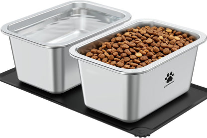 URPOWER 2 Pack 1.25 Gallon Large Dog Water Bowl Stainless Steel Dog Bowls | Thickened Stainless Steel Pet Bowl, Spill-Proof Non-Slip Mat, Dishwasher Safe, Indoor/Outdoor for Medium,Large,X-Large Dogs9