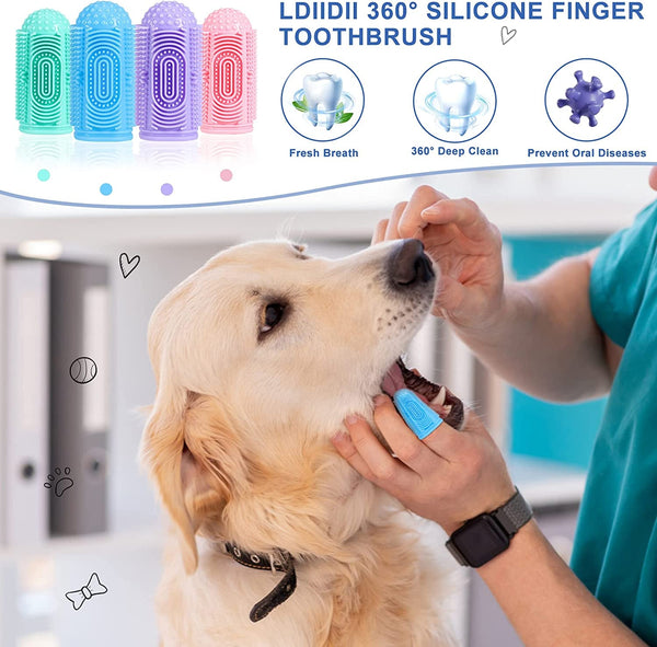 Dog Toothbrush 4 Pack Dog Tooth Brushing Kit Dogs Finger Toothbrush for Teeth Cleaning & Dental Care Cat Toothbrushs Doges Tooth Brush Puppy Toothbrushs Pet Toothbrushes Finger Brush5