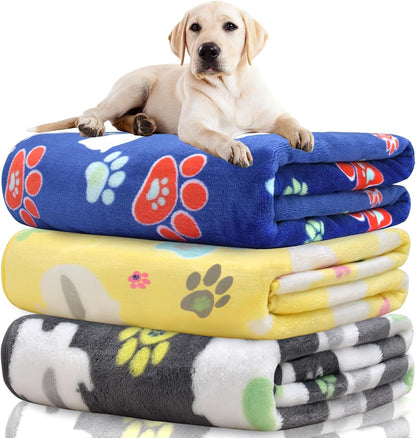Rezutan Dog Blankets for 3 Pack Large Medium Pet Cat, Soft Fuzzy Washable Blanket, Comfort Flannel Suitable for Dogs Kennels & Beds, Sofas, Furniture, Gifts Puppy Essentials, 41 X 31 Inch, Black38