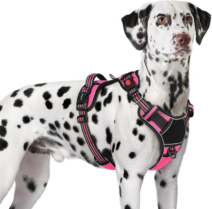 Eagloo Dog Harness No Pull for Large Dogs, Easy on & off with 3 Buckles | No Choke with Front Clip, Adjustable Fit, MOLLE System, Reflective Vest, Easy Control for Walking, Black, Large13