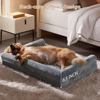 BFPETHOME Orthopedic Washable Dog Beds Large Sized Senior Dog for Comfy Sleeping with Removable Cover, Waterproof Big Soft Pet Couch Bed for Dogs Relax2