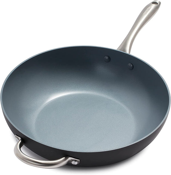 Lima Hard Anodized Healthy Ceramic Nonstick 12.5" Wok Pan with Helper Handle, Pfas-Free, Oven Safe, Gray1