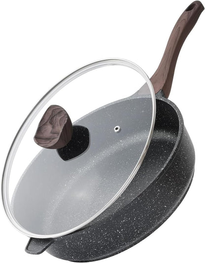 Nonstick Deep Frying Pan Skillet with Lid, 11 Inch | Saute Pan, Healthy, Induction Compatible, PFOA Free1