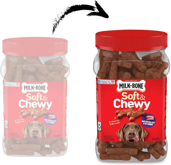 Milk-Bone Soft & Chewy Dog Treats, Made with Real Beef & Filet Mignon, 25 Ounce Canister2