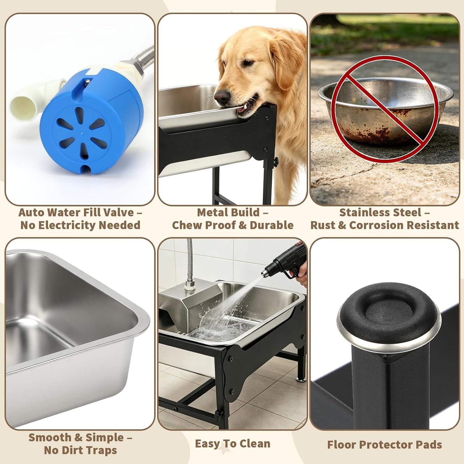 yuepet-dog-water-bowl-dispenser-automatic-3-gallon-elevated-dog-bowl-auto-fill-float-valve-4-adjustable-heights-3-gallon-capacity-stainless-steel-bowl-outdoor-use-dogs-sheep-and-goats