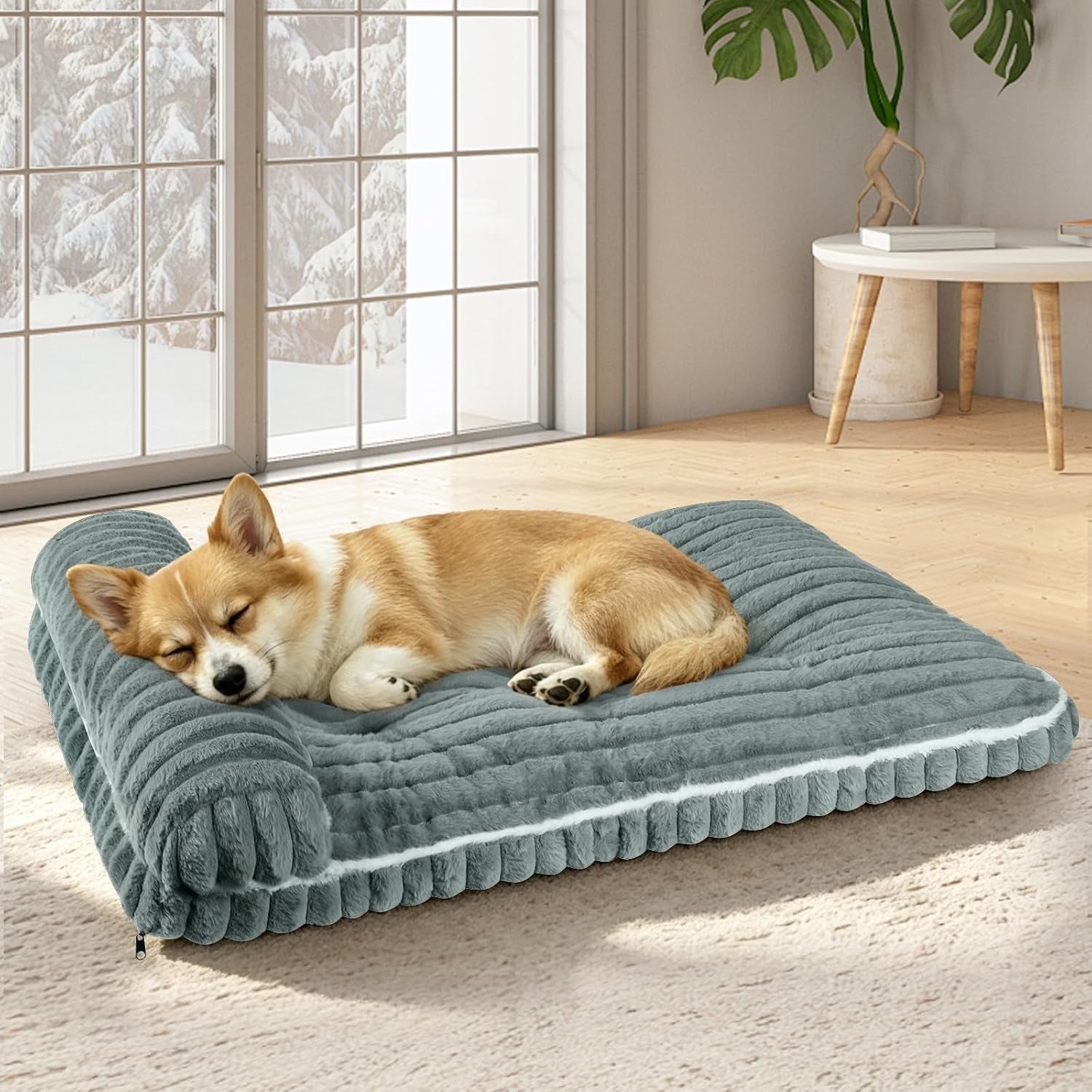 dog-beds-medium-large-sized-dog-dog-bed-for-crate-with-pillowgrey-xl-comfort-large-dog-bed-washable-dog-bed-with-removable-cover-durable-orthopedic-deluxe-plush-dog-crate-pad-bed