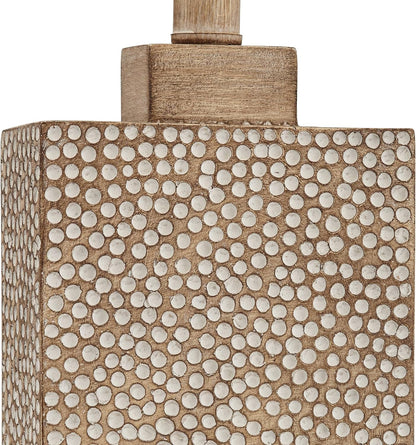 Caldwell 26 3/4" Tall Table Lamps Set of 2 Hammered Base Farmhouse Rustic | Faux Wood Earth Bedroom Living Room House Home Bedside Nightstand Office Family Oatmeal Rectangular Shade6
