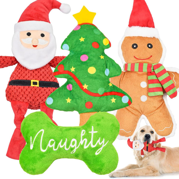 LECHONG 5 Pack Tough Dog Toys Stuffed Squeaky Dog Toys Assortment Plush Animal Dog Toy Value Bundle Puppy Pet Dog Toys for Small Medium Large Dogs9