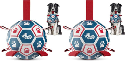 QDAN Dog Balls, 6 Inch Dog Soccer Ball with Straps, Herding Balls for Dogs | Outdoor Dog Toys Balls for 20-40 Lb Dogs, Puppy Ball to Keep Them Busy, Dog Pool Water Play Toy, Puppy Birthday Gifts14
