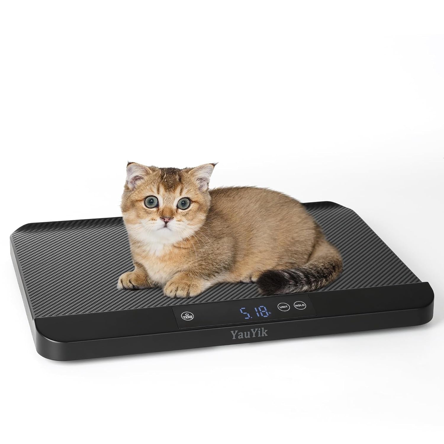 yauyik-digital-pet-scale-baby-scale-with-non-slip-mat-up-to-40kg-black-high-precision-puppy-whelping-scale-for-kittens-and-crawl-pet-5-units-led-display-hold-function-batteries-included