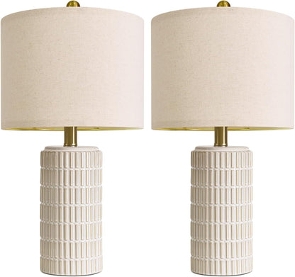 20.75" Small Modern Ceramic Table Lamps Set of 2 for Bedroom, White | Bedside Lamps for Nightstands, Farmhouse Home Decor, End Table & Desk Light, Ideal Housewarming New Home Gift for Women Mom8