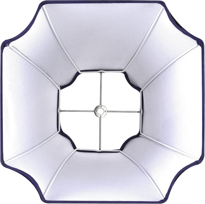 Square Lamp Shade for Table Lamps,6.5"X13.2"X10.6" Blue Lamphade Bell | 0.41" Spider,Blue,Natural Faux Silk,Medium Deco Lamp Shade Replacement for Small Floor Lamps Living Room,Fold Easy Assembly5