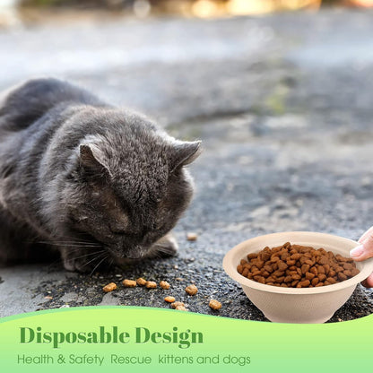 Thenshop 200 Pcs Biodegradable Disposable Pet Bowls Bulk Travel Paper Food Bowls for Small Dogs Puppy Cat Food Dish Safe Container for Outdoor Small Animal Feeding and Watering Supplies(8 Oz)5
