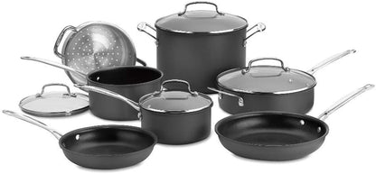 11-Piece Cookware Set, Black, Chef'S Classic Nonstick Hard Anodized, 66-111