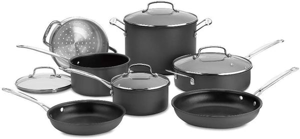 11-Piece Cookware Set, Black, Chef'S Classic Nonstick Hard Anodized, 66-111