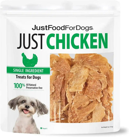 Just Food for Dogs Single Ingredient Healthy Dog Treats and Dog Snacks, Jerky Treats, Human Grade, Preservative and Grain Free, Rawhide Free Chews, Low Calorie Treat - Chicken Breast, 5 Oz | Human Grade Chicken Treats for Dogs, Jerky Dog Snacks, Preservative & Grain Free, Rawhide Free Chews, Low Calorie Treat15