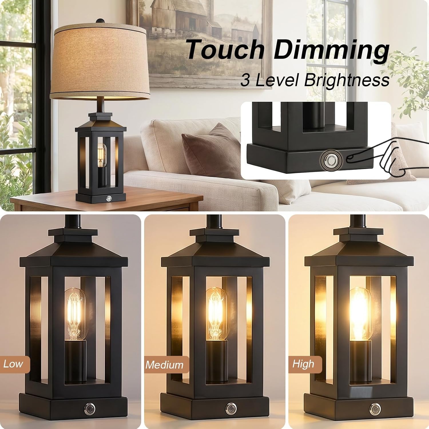 23-75-retro-farmhouse-black-table-lamp-for-living-room-bedroom-nightstand-touch-control-bedside-nightlight-vintage-modern-lamp-with-usb-c-a-ports-and-2-light-sources-rustic-lamp-bulbs-included