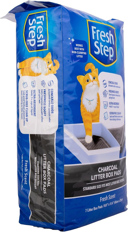 Fresh Step Charcoal Litter Box Pads with Activated Carbon for Odor Control, Ultra-Absorbent with Leak-Proof Bottom for Scrub-Free Cleanup, 16.9 X 11.4 Inches, 7 Count9