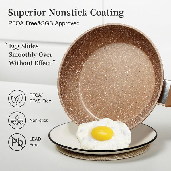 Nonstick Ceramic Frying Pans Skillets Set with Lid 8"+9.5"+11" | No Toxic Egg Omelette Frying Pan Set, All Stove Compatible, Healthy Granite Induction Cooking Pan, PFOA & PFAS Free3