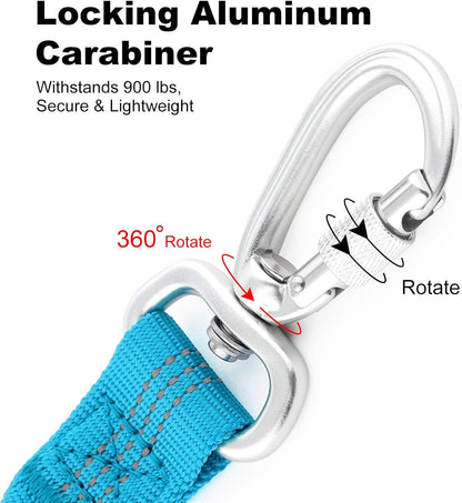 Dog Seat Belt for Car, Car Harness with Locking Aluminum Hook | Adjustable Reflective Nylon Seatbelt with Elastic Bungee, Travel Safety Restraint, for Small Medium Large Dogs, Light Blue2