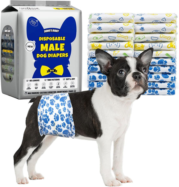 Dono Dog Diapers Male, Disposable Male Dog Wraps 60Ct, Ultra Absorbent Doggie Diapers, Rapid-Dry Leak-Proof Puppy Diapers, Wetness Indicator Excitable Urination Incontinence, Small1