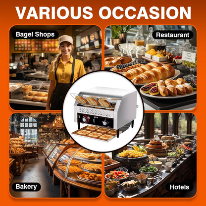 Commercial Conveyor Toaster 450Pcs/H - Commercial Toaster for Toast, Bun, Bagel, Bread, Heavy Duty Stainless Steel Toaster Oven for Restaurant, Bakery, Buffet Use9