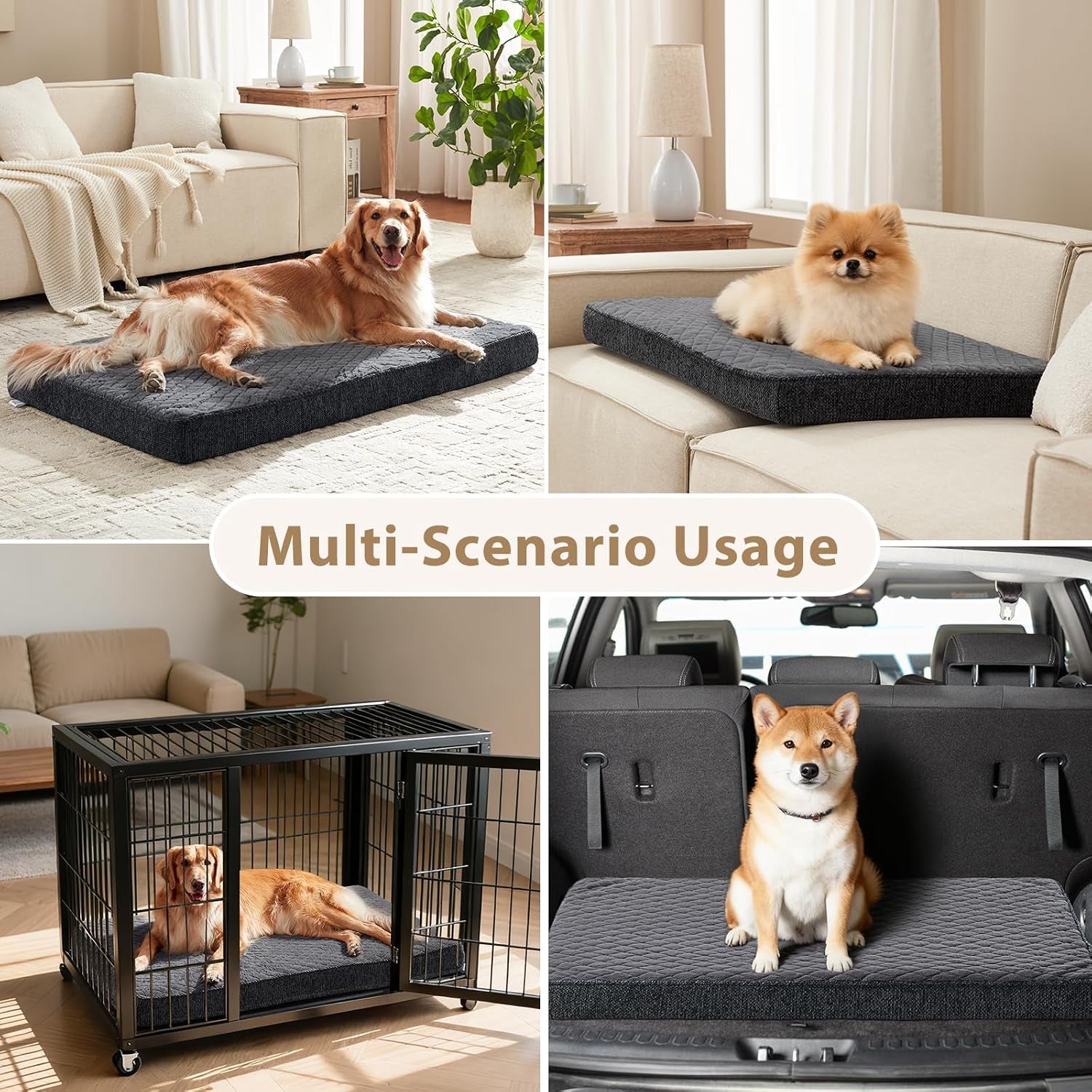 joejoy-orthopedic-xl-dog-bed-for-large-dogs-waterproof-dog-bed-for-crate-with-washable-removable-cover-extra-thick-egg-crate-memory-foam-pet-beds-grey-41x27