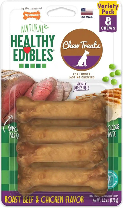 Nylabone Healthy Edibles Natural Chews, Long Lasting Dog Bones, Healthy Dog Treats, Bacon Flavor, X-Small (8 Count)20