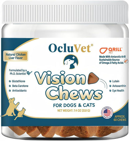 Vision Chews Eye Supplements for Dogs & Cats, 30 Count | Chicken Liver Flavor with Omega-3, Lutein and Antioxidants; No Preservatives, Made in USA, 30-Count Bag9
