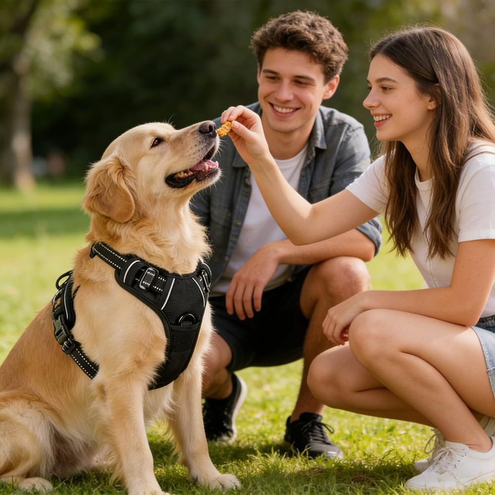no-pull-dog-harness-adjustable-pet-vest-with-front-back-leash-clips-reflective-comfortable-vest-harness-for-large-dogs-easy-control-handle-for-walking-black-l
