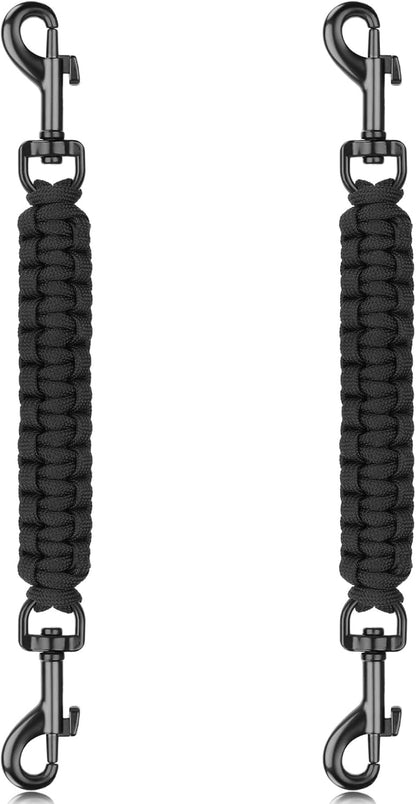 YUEPET Dog Safety Collar Clips 2 Pack Adjustable Prong Backup Clips Reflective Double Ended Backup Clasp Leash Connector for Dog Harness to Collar Safety Clip(Grey+Black) | Prong Collar Backup, Double-Ended Clips, Harness to Collar Connector, Reflective Strap, 7-8.2 in Adjustable Length, 2 Pack11
