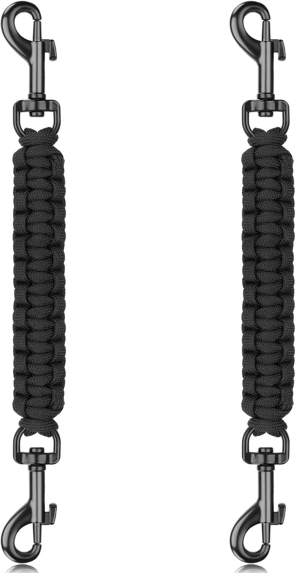 YUEPET Dog Safety Collar Clips 2 Pack Adjustable Prong Backup Clips Reflective Double Ended Backup Clasp Leash Connector for Dog Harness to Collar Safety Clip(Grey+Black) | Prong Collar Backup, Double-Ended Clips, Harness to Collar Connector, Reflective Strap, 7-8.2 in Adjustable Length, 2 Pack11