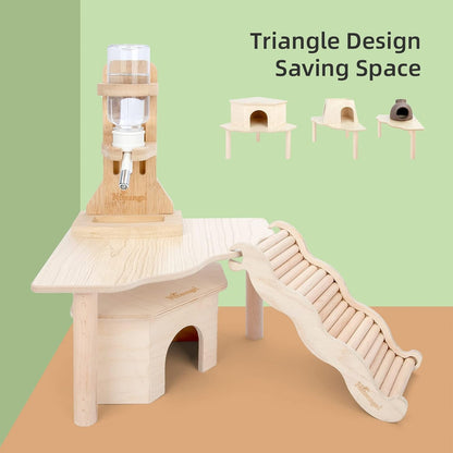 Niteangel Hamster Play Wooden Platform: Triangle - 9" L X 9" W - 6.3" H | Can Maximizes Cage Space & Enriches Pet Environment for Dwarf Syrian Hamsters Gerbils Mice Degus or Other Small Pets4