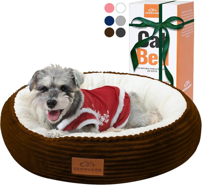 Zerbuger 20In Washable Cat Beds for Indoor Cats - round Donut Pet Bed for Cats, Small Dogs, Puppy, Kitten - Anti-Slip Bottom, Calming Bed Gift - Pink11