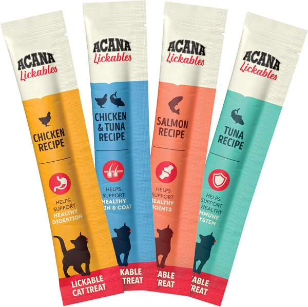 ACANA Lickables Cat Treats Variety Pack .5Oz. Tubes (8 Ct., 2 of Each) | High Protein, Skin & Coat, Immune Support3