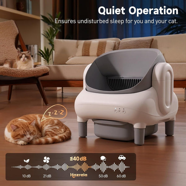Automatic Cat Litter Box,Self Cleaning Litter Box for Multiple Cats with Open Top Design,App Control and Safety Protection,Ultra-Quiet,Easy Setup,Light Gray8