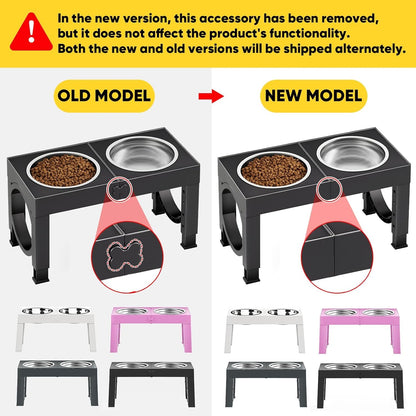 XIAZ Elevated Dog Bowls Large Breed Raised Dogs Bowl Stand Large/Medium Sized Dog Stainless Steel Food Water Bowl Stands 5 Heights Adjustable 9/11/12/14In Black Pet Feeder Dish Station7