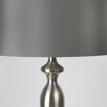 Table Lamps with Dark Grey Lamp Shade, Set of 2 - Brushed Nickel Body with Grey Linen Shade, 26.5" Table Lamps for Bedrooms, Dressers, Buffets and More - ST90215FQ-(W)2