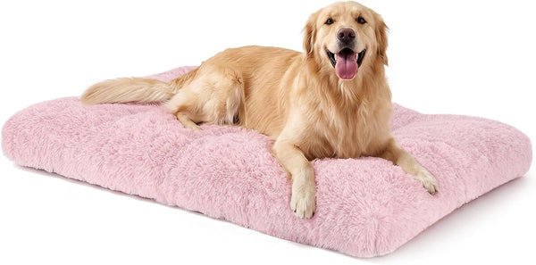JOEJOY Large Dog Bed Crate Pad, Deluxe Plush Washable Dog Beds Fulffy Soft Kennel Pad Anti-Slip Pet Sleeping Mat for Extra Large Medium Small Dogs, 40" X 27", Beige9