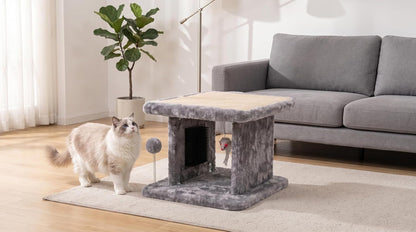 Large Cat Bed with Scratching Post and Combing Board, Sturdy and Durable, Ideal for Small Breeds | Large Plush Cat Tunnel with a Removable Sisal Scratch Pad, Grooming Brush, Hanging Toys, and Spacious Hideaway for Cats.8