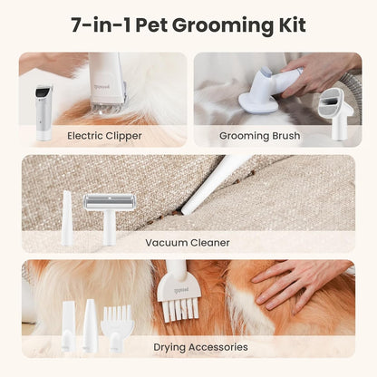 Pecute 7-In-1 Dog Grooming Vacuum & Dryer for Heavy Shedding | 10000Pa Suction, Adj Suction & Temp, Home & Salon Use, 55Db Low Noise, 1.7L Dust Cup, Reduces Flying Hair, Easy Cleanup3