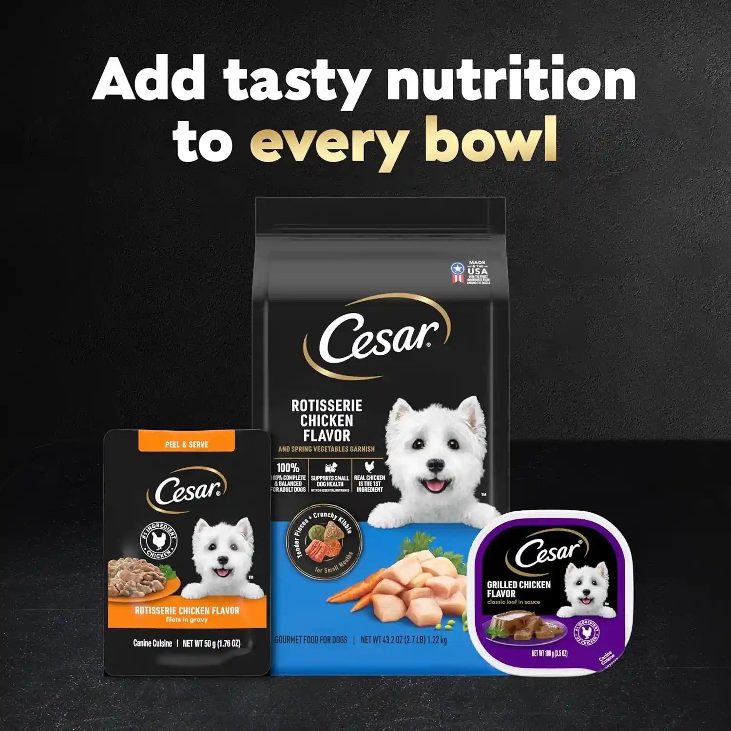 cesar-mini-pouch-wet-dog-food-filet-variety-pack-1-76-oz-40-count-3-flavors-rotisserie-chicken-filet-mignon-wood-grilled-chicken-real-chicken-or-beef-easy-peel-and-serve-protein-packed
